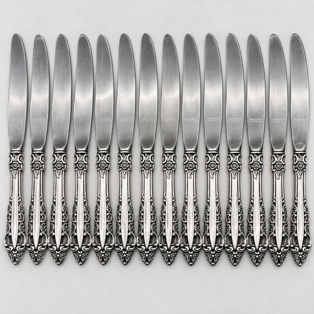 Reed & Barton Old London Silverplate 9" New French Hollow Dinner Knives Set 12